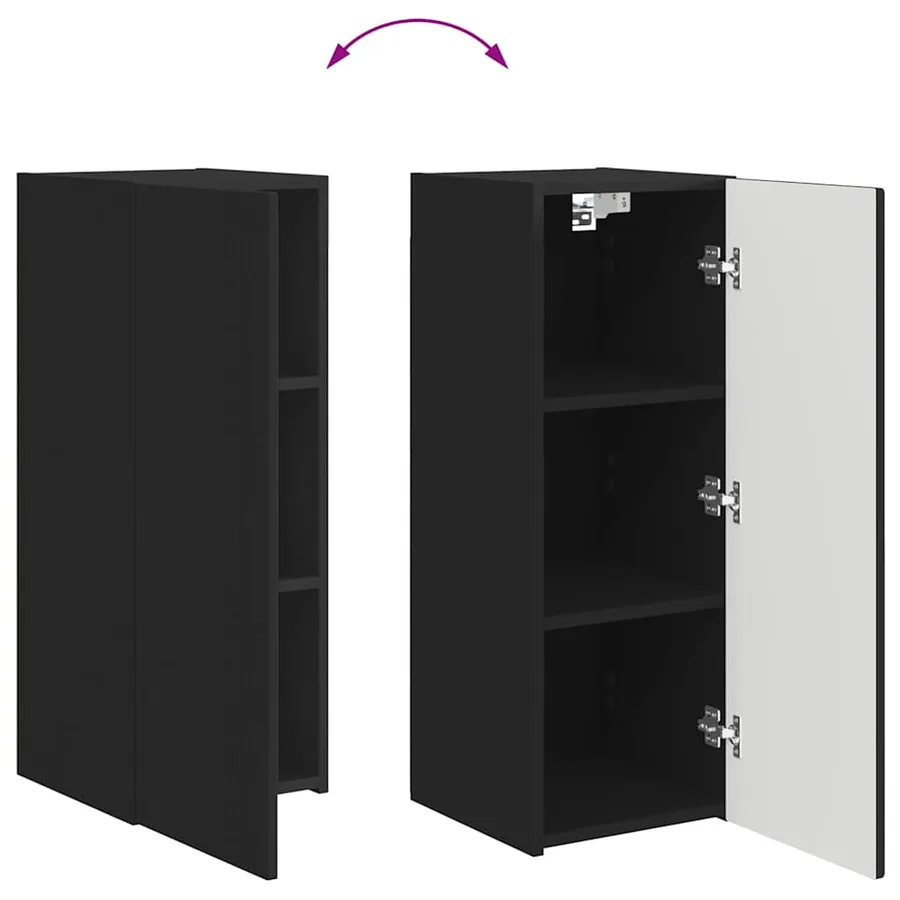 Meuble TV mural 2 pcs Noir 30 x 31 x 80 cm Bois d'ingénierie - 13