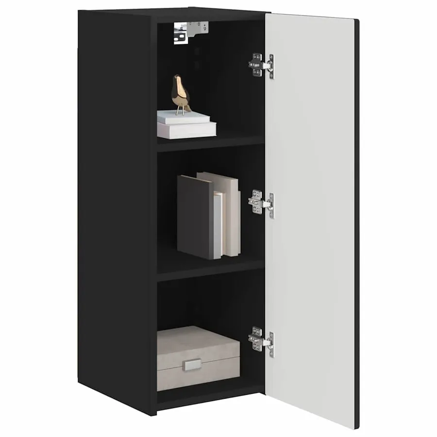 Meuble TV mural 2 pcs Noir 30 x 31 x 80 cm Bois d'ingénierie - 3