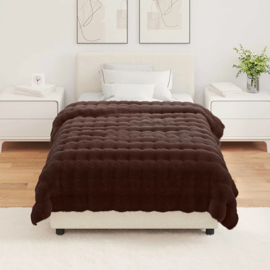 Couverture antidérapante en fausse de lapin Olite 4 pcs Camel - 4