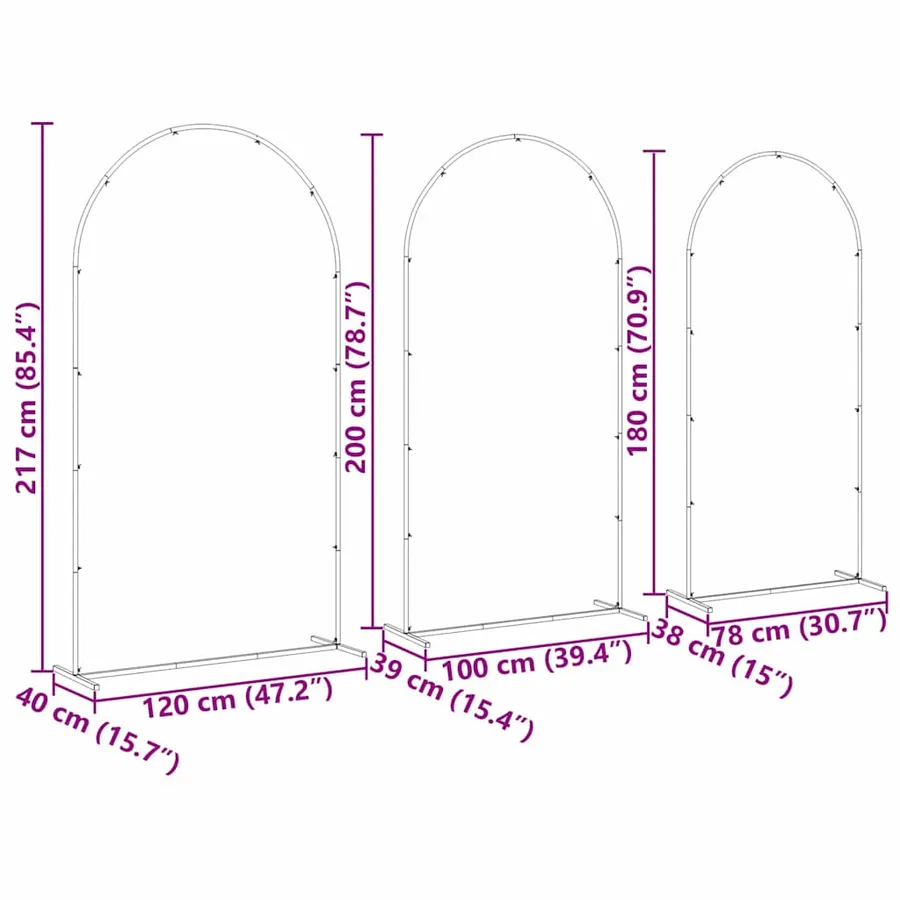 Arche de mariage 3 pcs Blanc Acier - 10