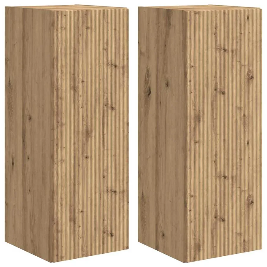 Meuble TV mural 2 pcs Chêne artisan Bois d'ingénierie - 2