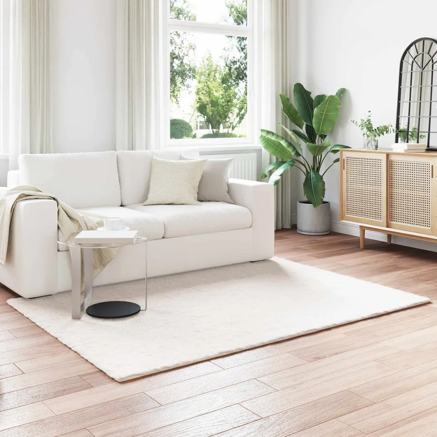 Tapis antidérapant en fausse de lapin OLITE Crème 140 x 200 cm