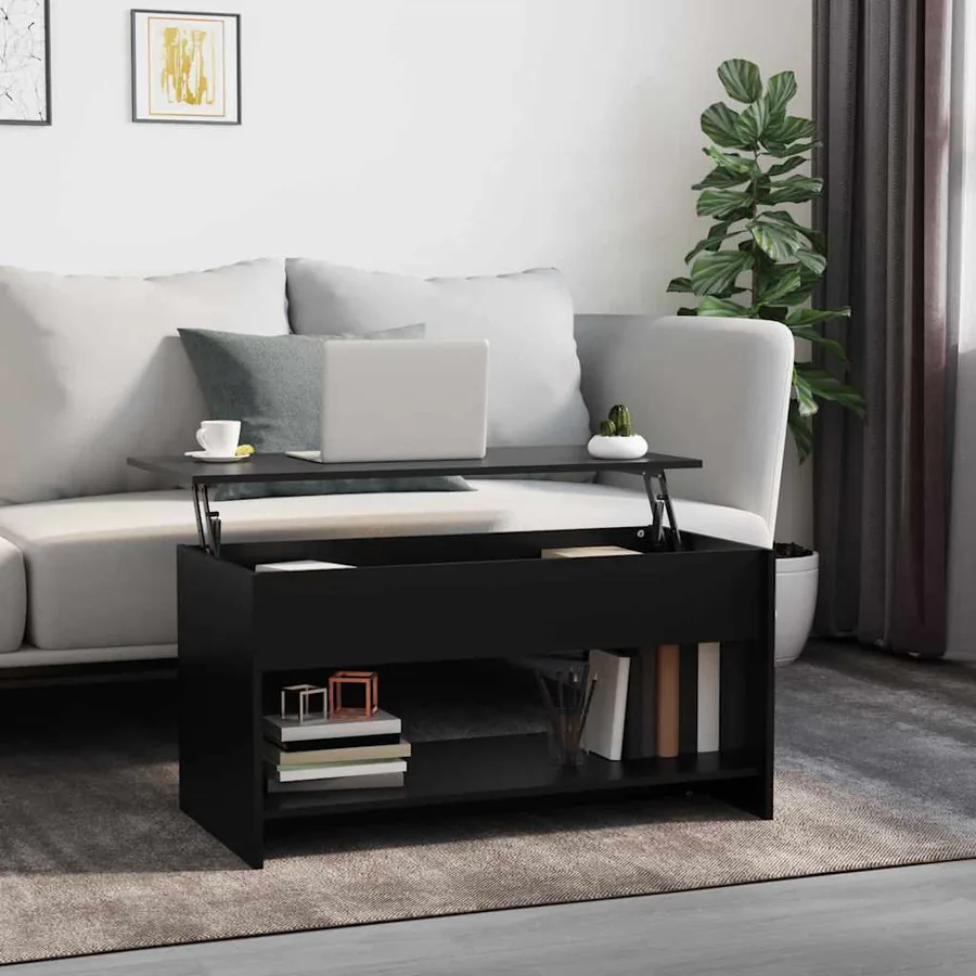 Table basse noir 102x50x52,5 cm bois d'ingénierie