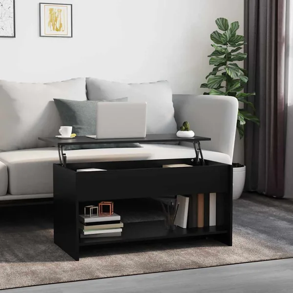 Table basse noir 102x50x52,5 cm bois d'ingénierie