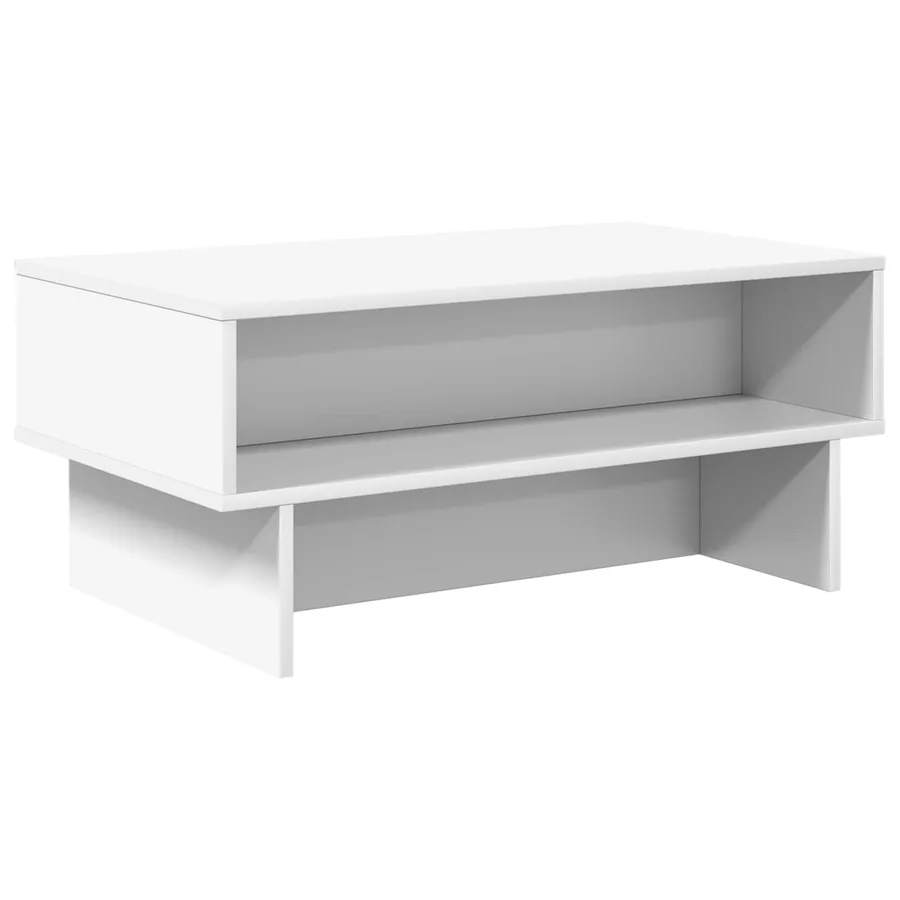 Table basse Blanc 80 x 46 x 35 cm Bois d'ingénierie - 2