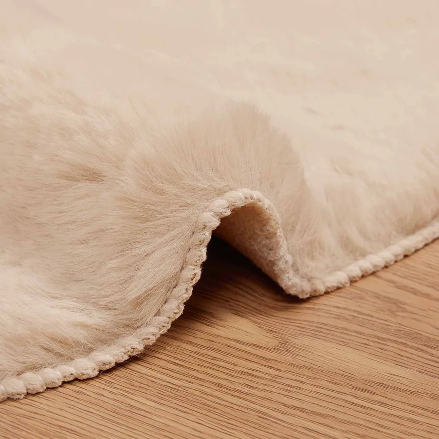 Tapis antidérapant en fausse de lapin OLITE Taupe Ø 120 cm - 5