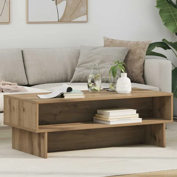 Table basse Chêne artisanal 100 x 46 x 35 cm Bois d'ingénierie