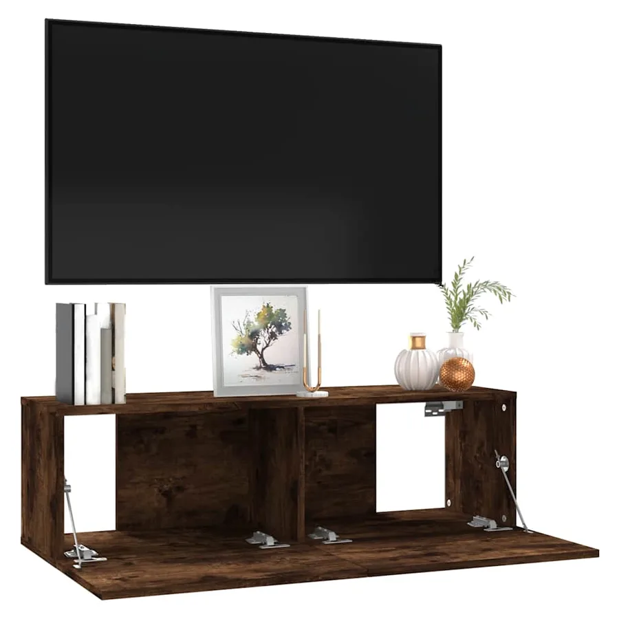 Armoire murale TV Chêne fumé 100x30x30 cm Bois d'ingénierie - 4