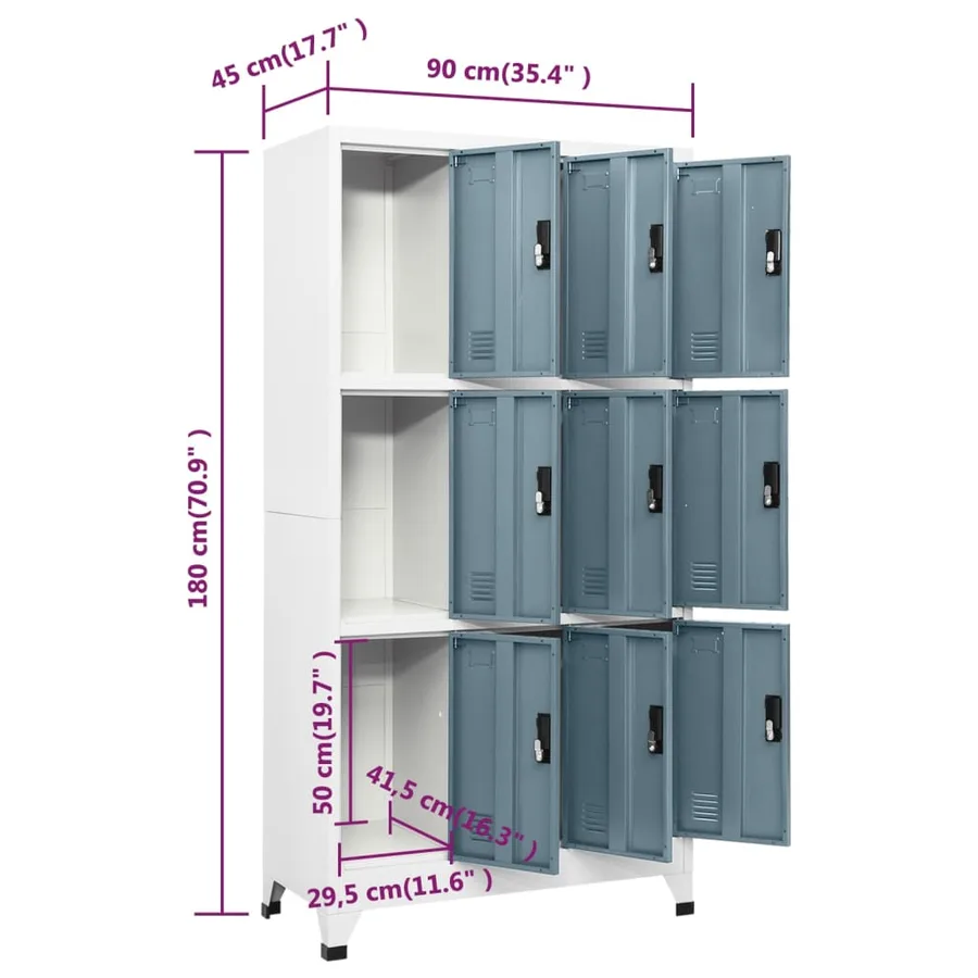 Armoire à casiers Gris clair et gris foncé 90x45x180 cm Acier - 8