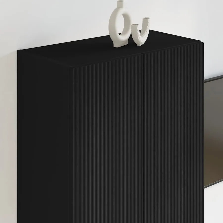 Meuble TV mural Noir 59,5 x 31 x 80 cm Bois d'ingénierie - 4