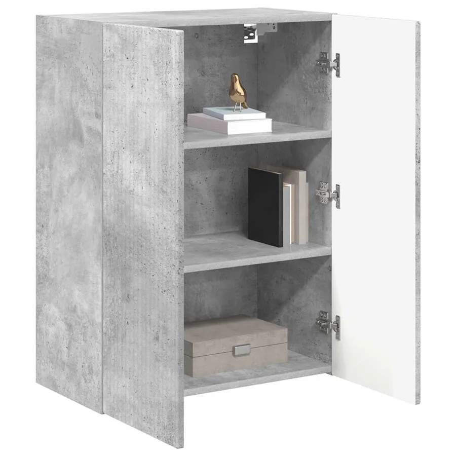 Meuble TV mural Gris béton 59,5 x 31 x 80 cm Bois d'ingénierie - 3