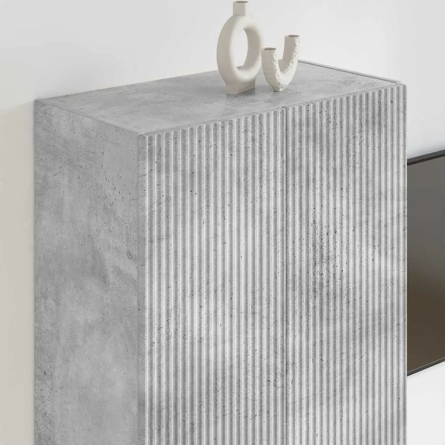 Meuble TV mural Gris béton 59,5 x 31 x 80 cm Bois d'ingénierie - 4