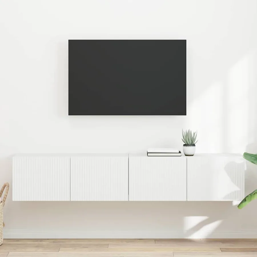 Meuble TV mural Montage mural 2 pcs Blanc 78,5 x 31 x 29,5 cm