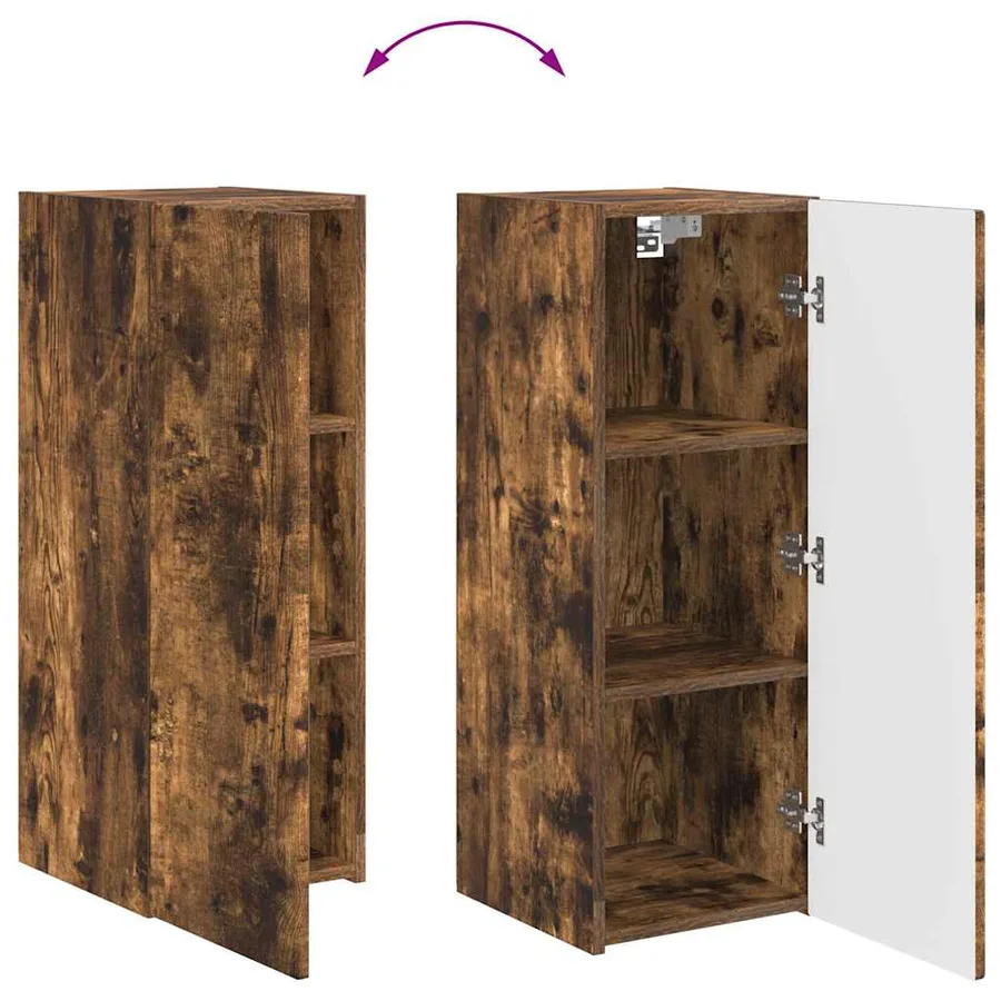 Meuble TV mural Chêne fumé 30 x 31 x 80 cm Bois d'ingénierie - 12