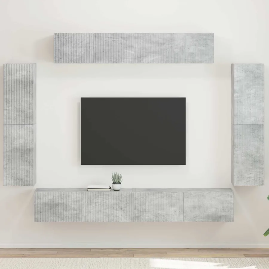 Meuble TV 8 pcs Gris béton