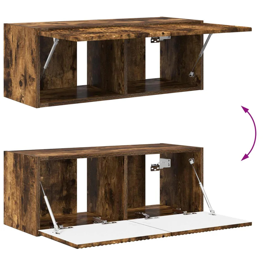 Ensemble de meuble TV mural 4 pcs Chêne fumé Bois d'ingénierie - 8