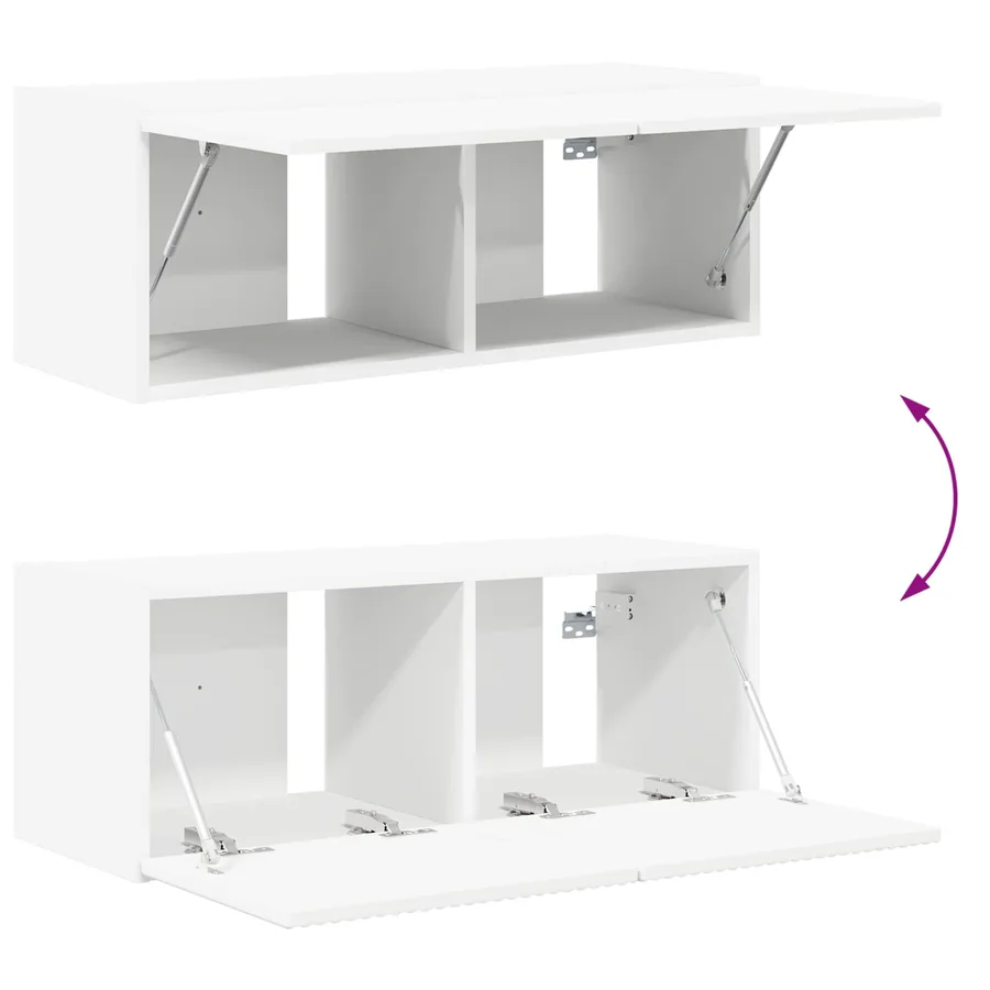 Ensemble de meuble TV mural 4 pcs Blanc Bois d'ingénierie - 10