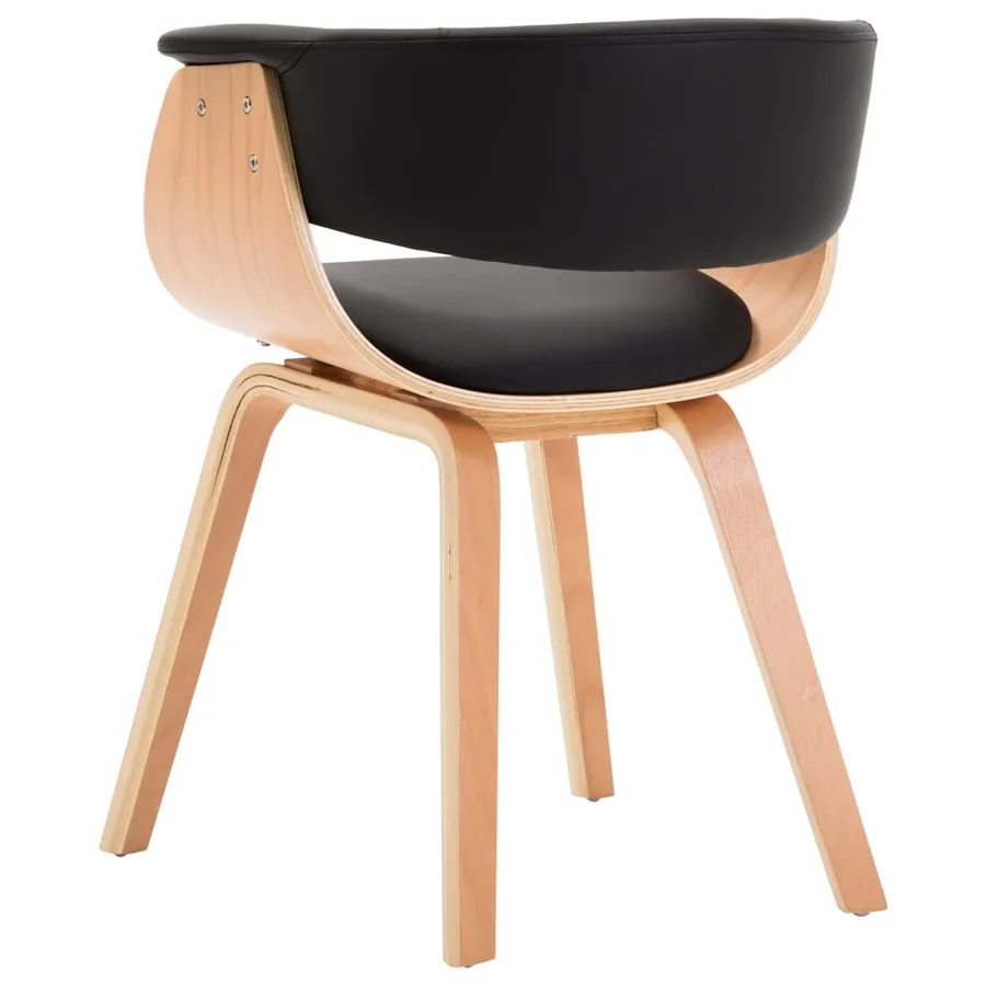 Chaises à manger lot de 4 noir bois courbé et similicuir - 5