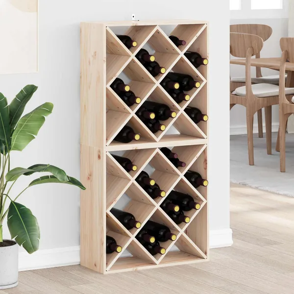 Étagère à vin 2 pcs Naturel 62 x 25 x 62 cm Pin massif