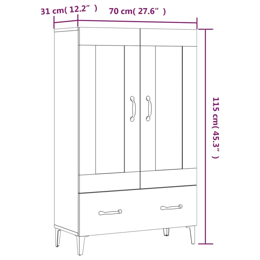 Buffet Sonoma gris 70x31x115 cm Bois d'ingénierie - 10