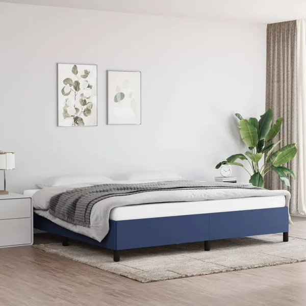 Cadre de lit sans matelas bleu 200x200 cm tissu