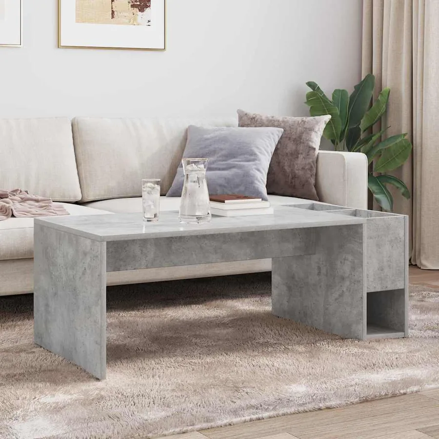 Table basse Gris béton 101,5 x 50 x 37 cm Bois d'ingénierie - 4