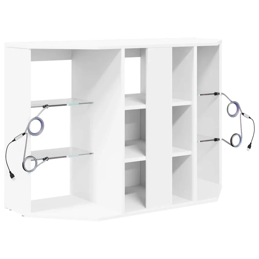 Meuble TV LED d'Angle Blanc 100x40x68cm Bois d'ingénierie - 10