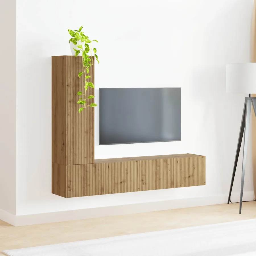 Ensemble meuble TV 3 pcs Chêne artisanal Bois d'ingénierie - 4