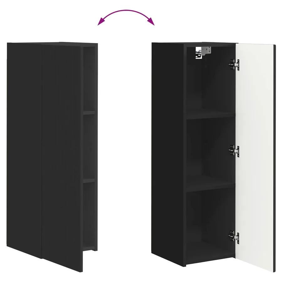 Ensemble meuble TV Montage mural 3 pcs Noir Bois d'ingénierie - 11