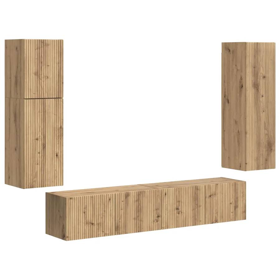 Ensemble meuble TV 4 pcs Chêne artisanal Bois d'ingénierie - 2