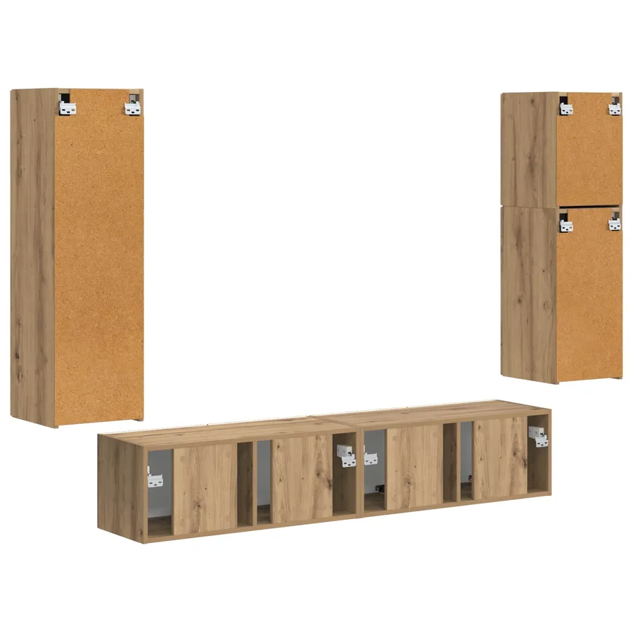 Ensemble meuble TV 4 pcs Chêne artisanal Bois d'ingénierie - 8