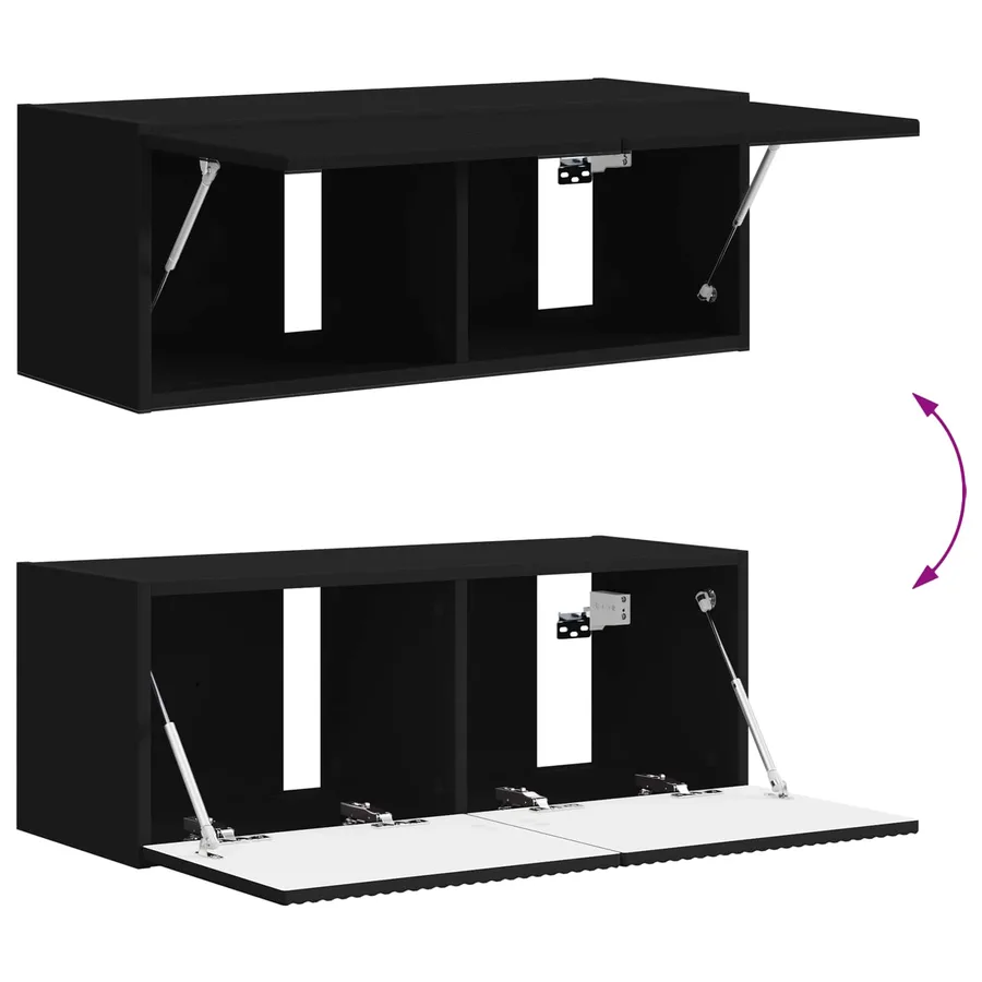 Ensemble meuble TV Montage mural 3 pcs Noir Bois d'ingénierie - 11