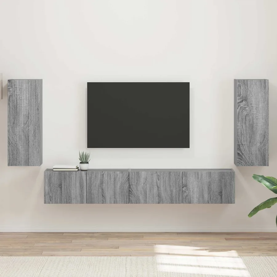 Ensemble meuble TV 4 pcs Gris Sonoma Bois d'ingénierie
