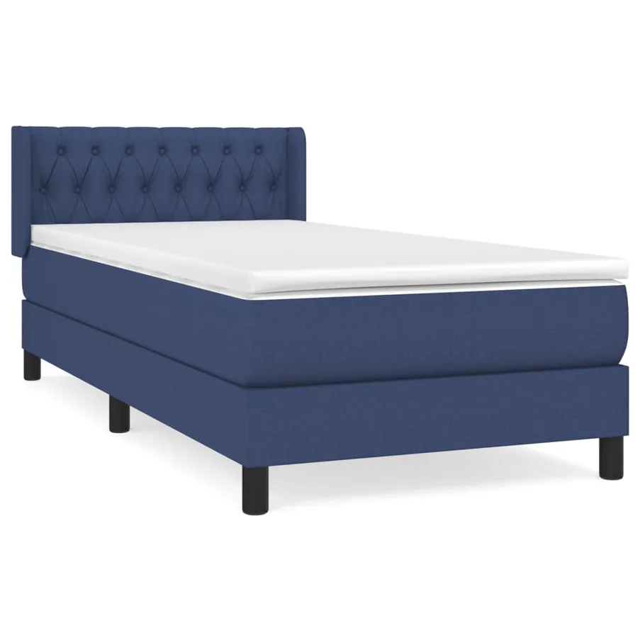 Sommier à lattes de lit avec matelas Bleu 90x190 cm Tissu - 2