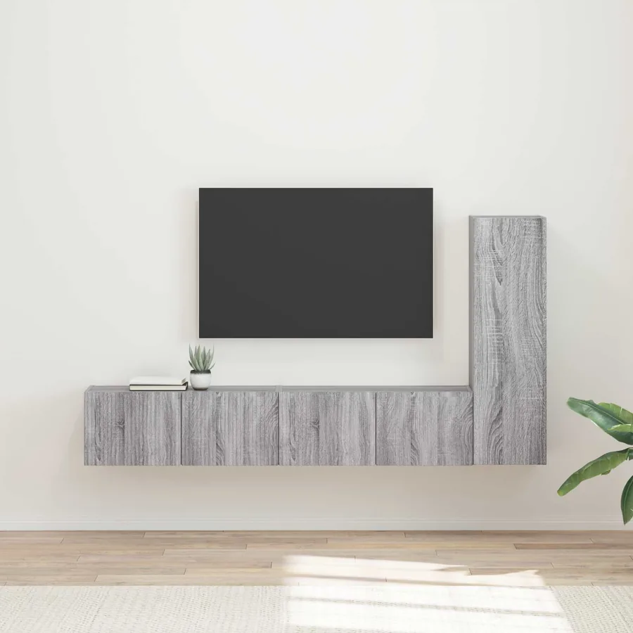 Ensemble meuble TV 3 pcs Gris Sonoma Bois d'ingénierie