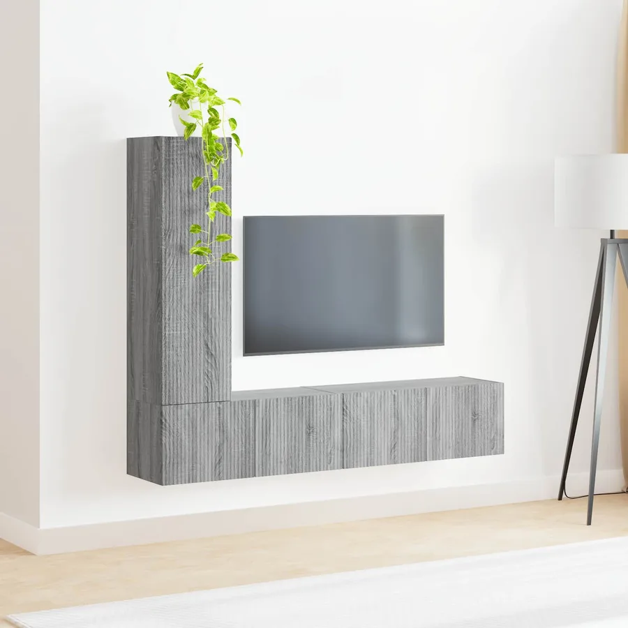 Ensemble meuble TV 3 pcs Gris Sonoma Bois d'ingénierie - 4