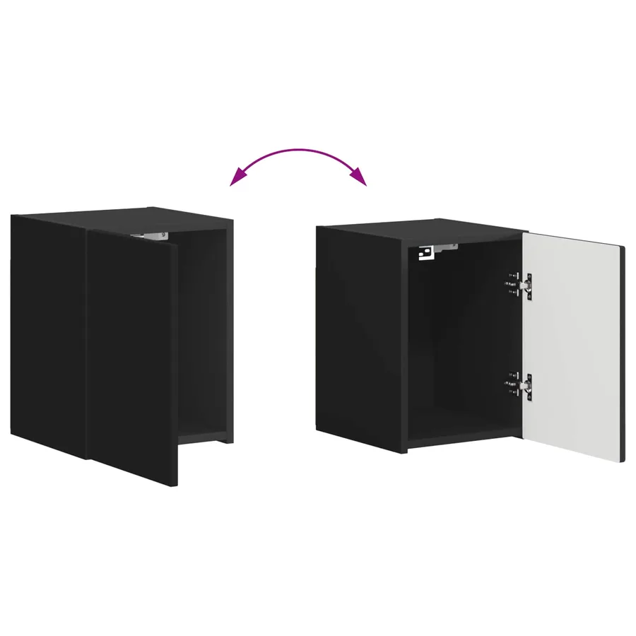 Ensemble meuble TV Montage mural 4 pcs Noir Bois d'ingénierie - 15