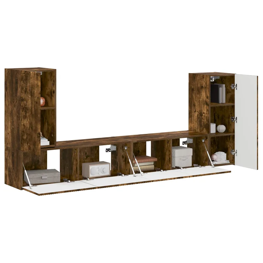 Ensemble meuble TV 4 pcs Chêne fumé Bois d'ingénierie - 3