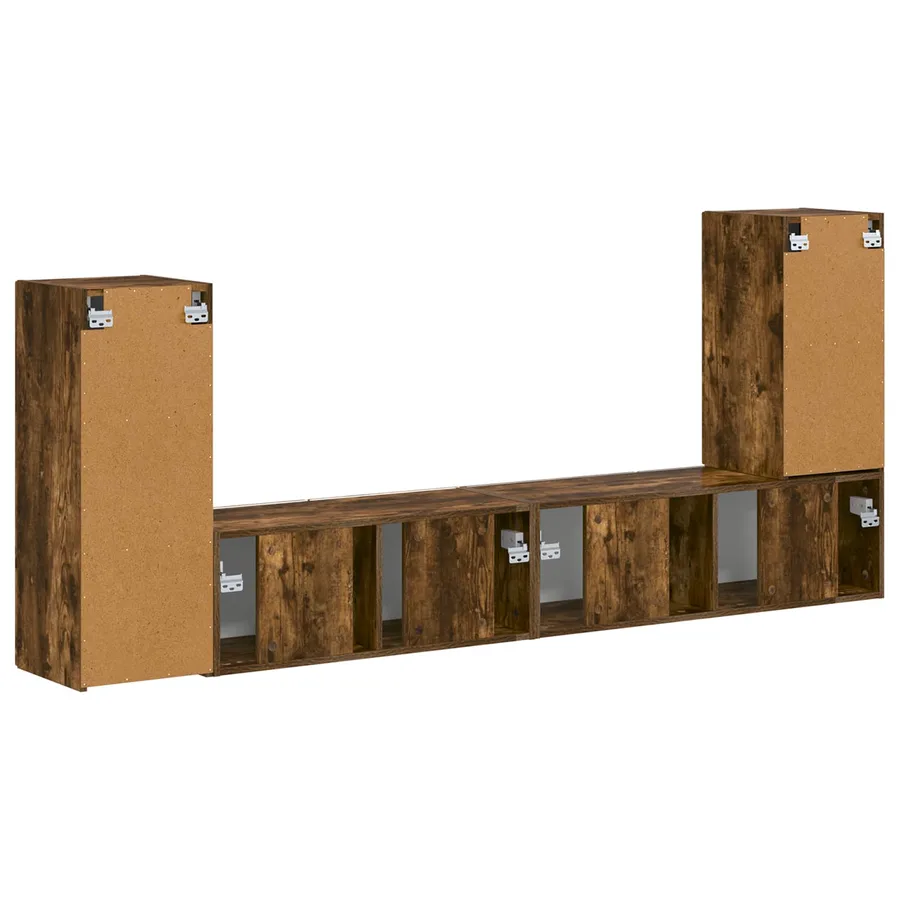 Ensemble meuble TV 4 pcs Chêne fumé Bois d'ingénierie - 8