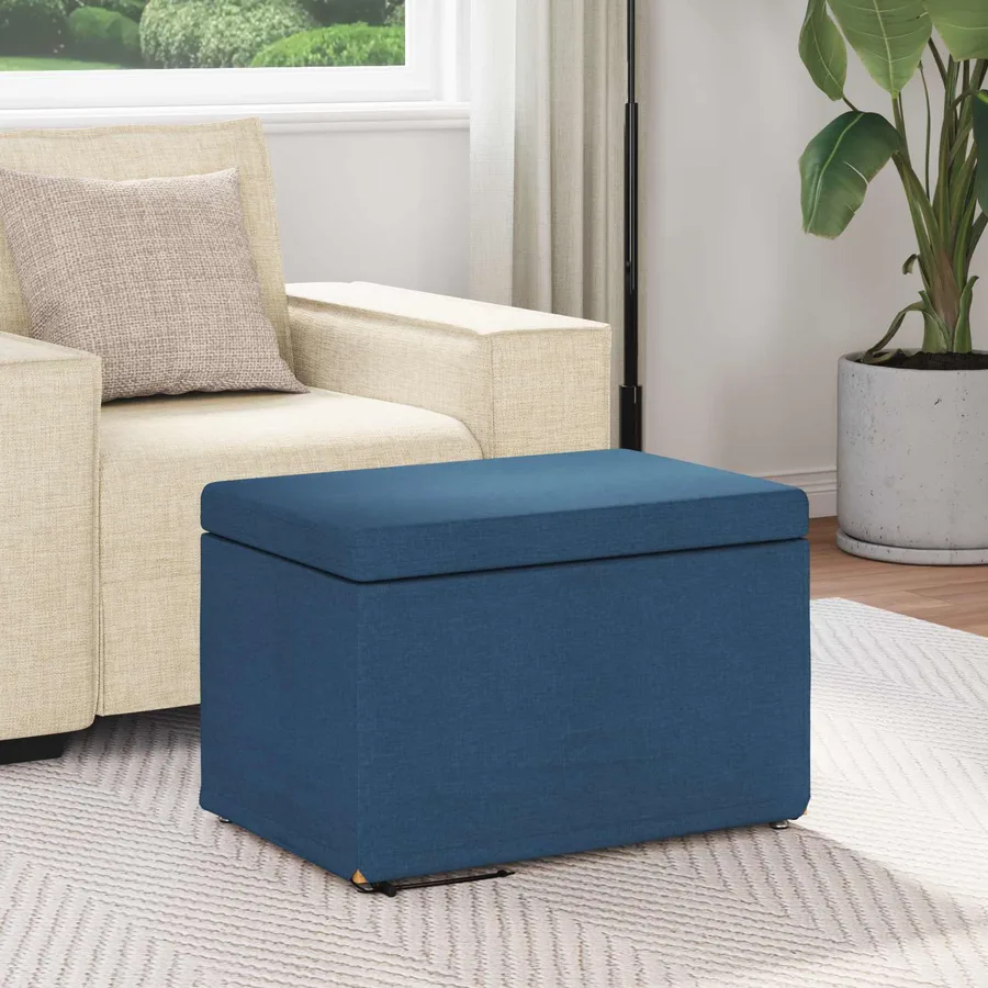 Tabouret Bleu 61 x 41 x 40 cm Tissu et bois stratifié - 3