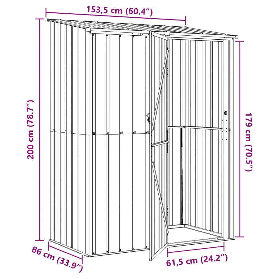 Cabanons de jardin Anthracite 153,5 x 86 x 200 cm Métал - 11