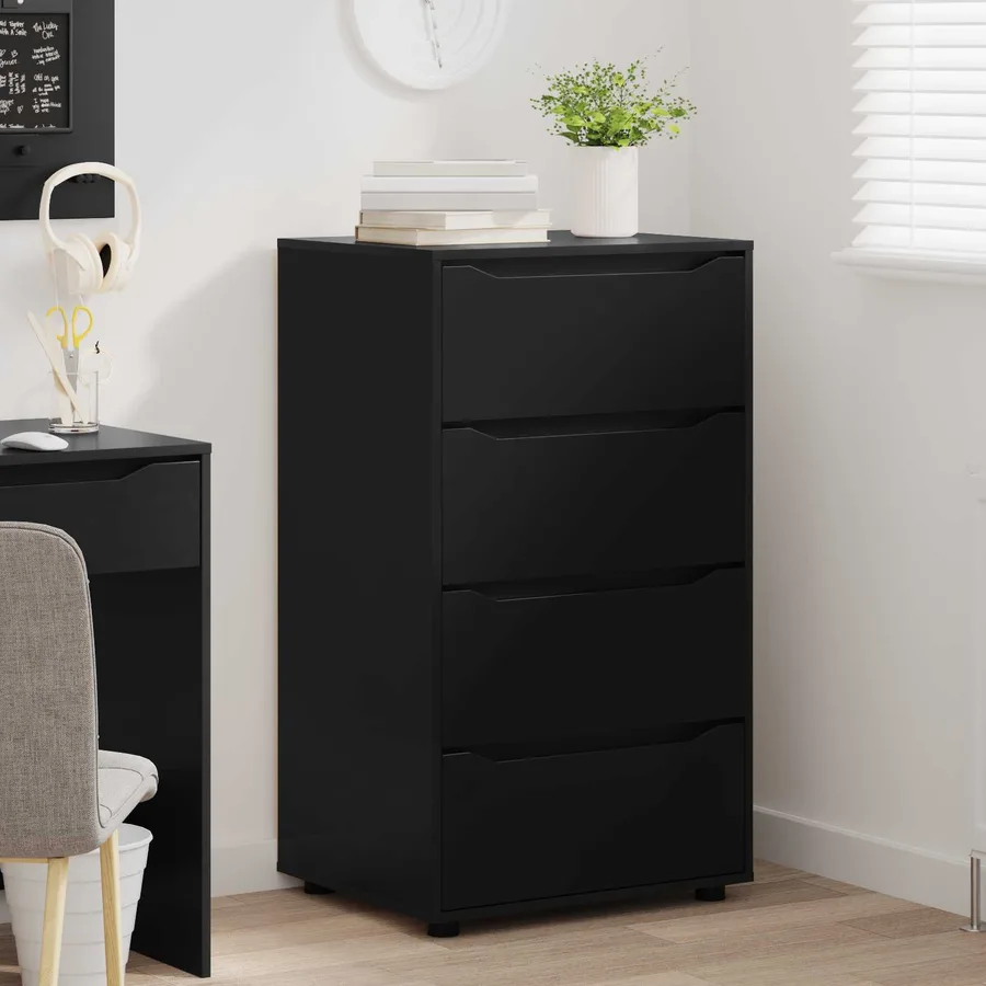 Armoires de rangement Noir 60 x 48 x 105 cm Bois d'ingénierie - 5