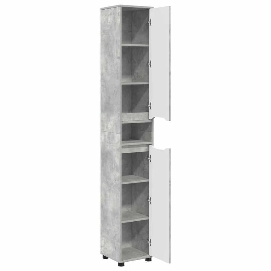 Cabinet de salle de bain Gris béton 30,5 x 30 x 195 cm - 5