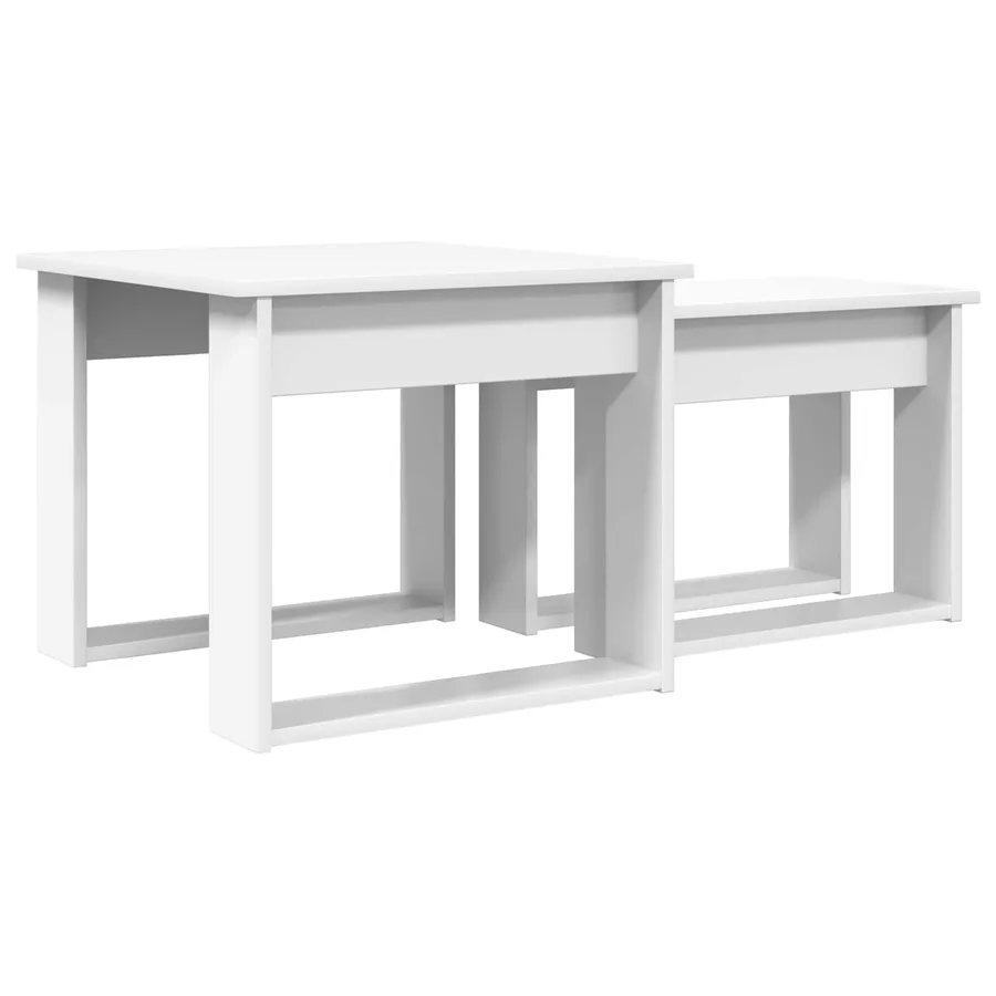 Ensemble de tables basses 2 pcs Blanc Bois d'ingénierie - 10