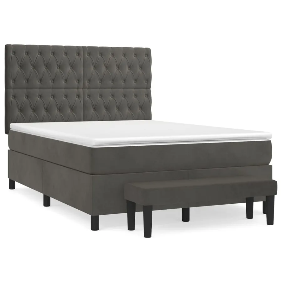 Sommier à lattes de lit et matelas Gris foncé 140x200cm Velours - 2