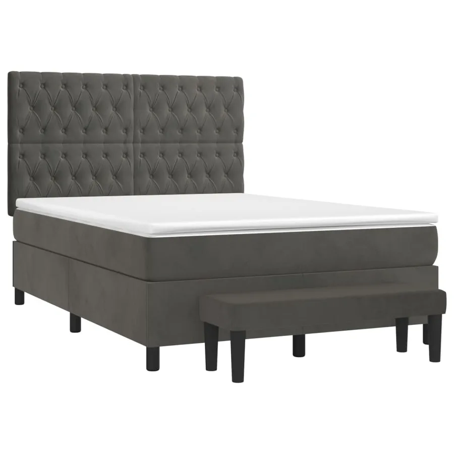 Sommier à lattes de lit et matelas Gris foncé 140x200cm Velours - 3