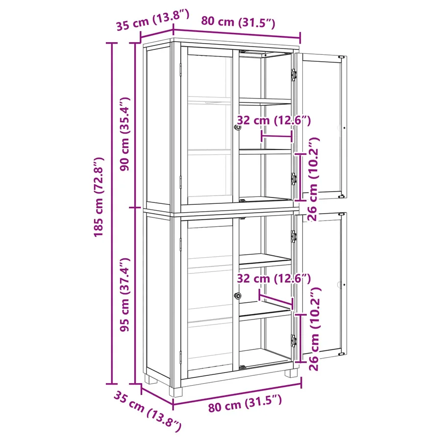 Ensemble de meubles de rangement 2 pc Naturel 80 x 35 x 185 cm - 10