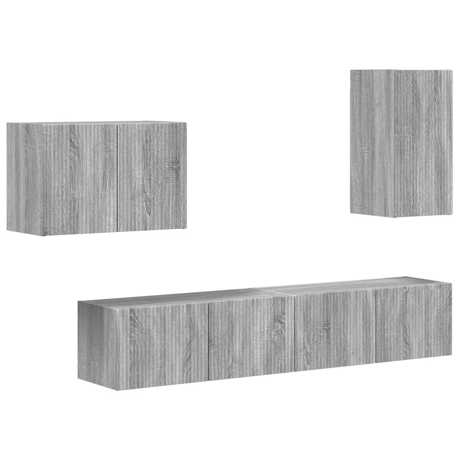 Ensemble de meuble TV mural 4 pcs Gris Sonoma Bois d'ingénierie - 2