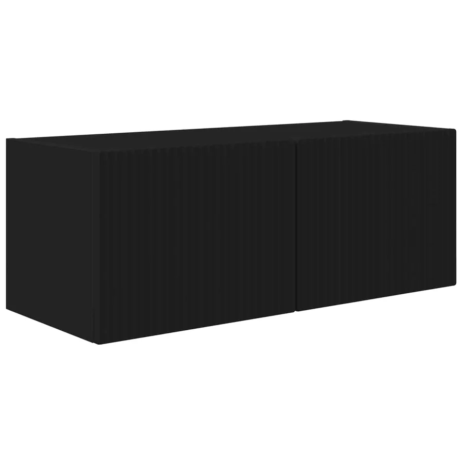 Ensemble de meuble TV mural 4 pcs Noir Bois d'ingénierie - 6
