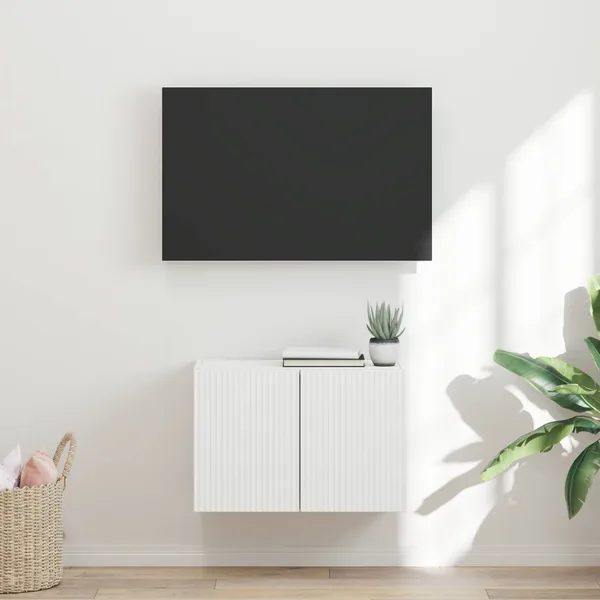 Meuble TV mural Blanc 59,5 x 31 x 40 cm Bois d'ingénierie